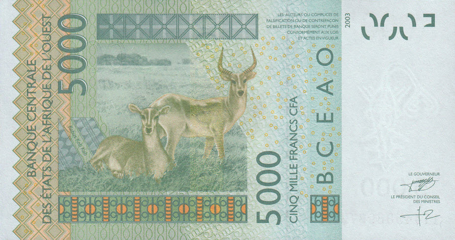 P917Si West African States 5000 Francs Year 2016